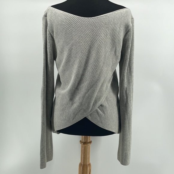 Aritzia Babaton Kitano Sweater Heathered linen wool blend cream grey sz m - Picture 10 of 11